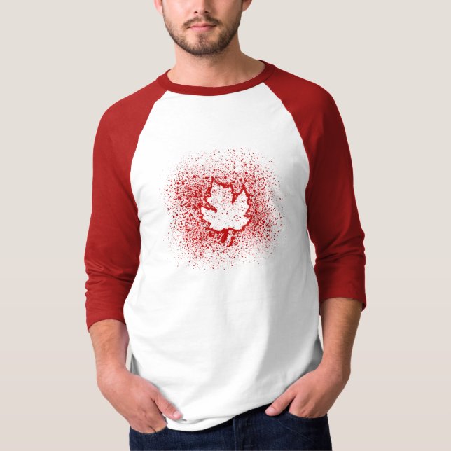 T-shirt Ah, le Canada ! Feuille rouge de graffiti (Devant)