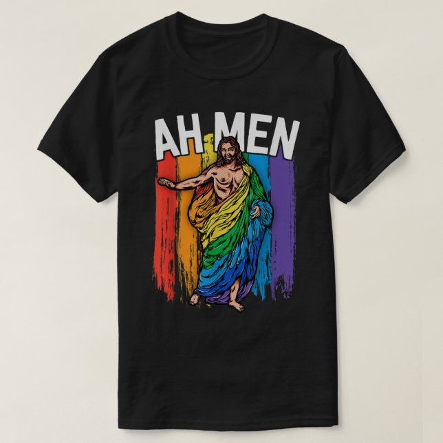 T-shirt Ah Men Gay Jesus Chemise Drôle LGBTQ Chemises Cade (Design devant)