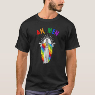 T-shirt Ah men Lgbt Gay pride Jesus Rainbow flag Christia