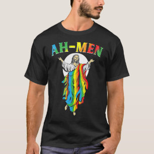 T-shirt Ah Men Lgbt Gay pride Jesus Rainbow Flag Christia