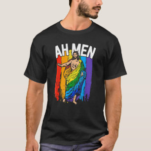 T-shirt Ah Men Lgbt Jesus Rainbow Christian