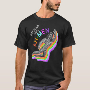 T-shirt Ah Men Rainbow Gay Jesus Christian Lgbt Pride Drap
