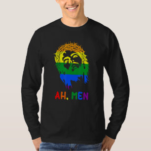 T-shirt Ah Men Rainbow LGBTQ Pride Drapeau Gay Jesus Chris