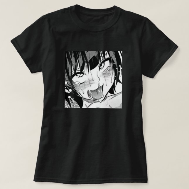 T-shirt Ahegao Anime fille avec la langue et les mains deh (Design devant)