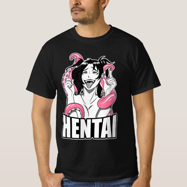 T-shirt Ahegao camiseta de cara izquierda anime chica (Devant)