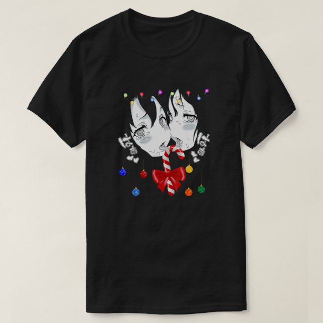 T-shirt Ahegao Face drôle Joyeux Noël Lewd Anime Manga (Design devant)