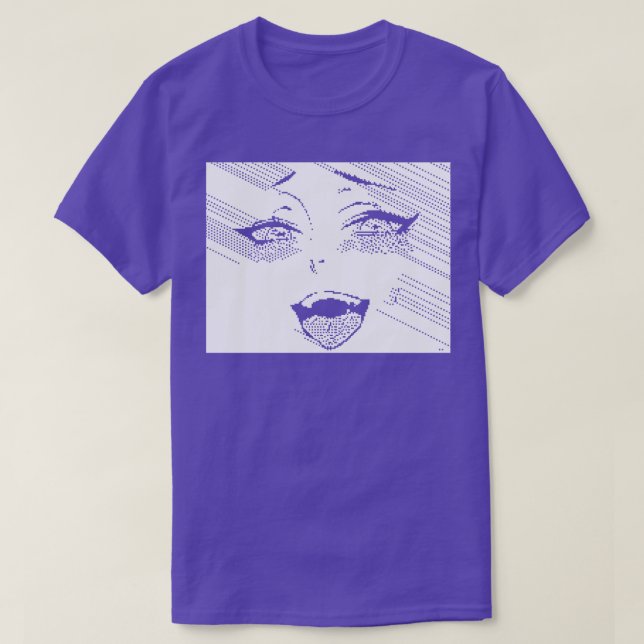 T-shirt Ahegao Pixel Glitch Design Tee Manga (Design devant)