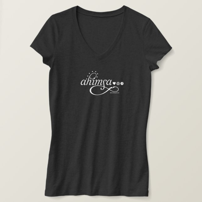 T-shirt Ahimsa V-Neck Ladies Tee (Design devant)