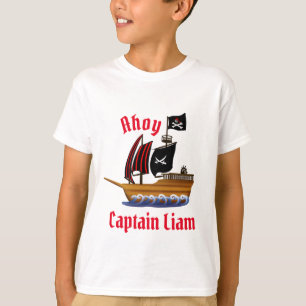 T-shirt Ahoy Pirate Ship Captain Personnaliser le nom