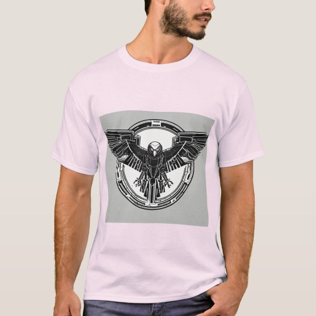 T-shirt AI Eagle Head Icon Tee - Simple Robo noir & blanc (Devant)