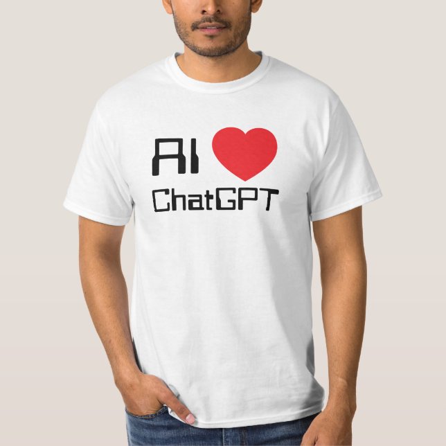T-shirt AI love Chat GPT red heart funny black text (Devant)