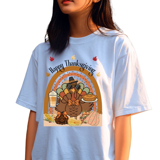 T-shirt AI Mix Art Rainbow Thanksgiving élégant Turquie (Créateur téléchargé)