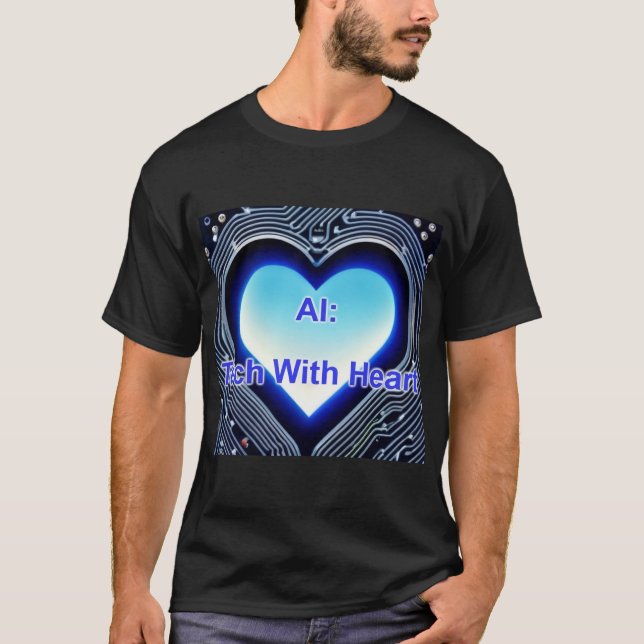 T-shirt AI: Tech with Heart Men's Black (Devant)