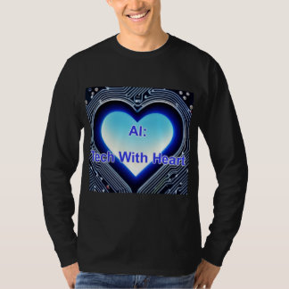 T-shirt AI : Technologie avec cœur Hommes Manches Longues