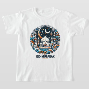 T-shirt Aïd Moubarak Décoré Croissant Coloré Mosquée Art