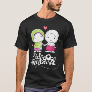 T-shirt Aïd Moubarak Hijab Filles musulmanes Aïd avec drôl