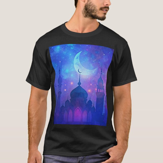 T-shirt Aïd Moubarak Magie Arabe Nuits Croissant Couleurs (Devant)