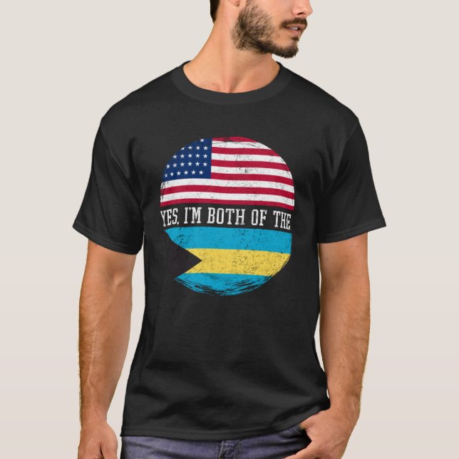 T-shirt Aidant American Half Bahamian USA Flag Bahamas Her (Devant)