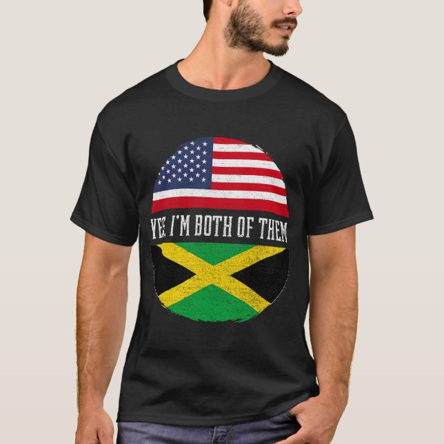 T-shirt Aidant American Half Jamaican USA Flag Jamaica Her (Devant)