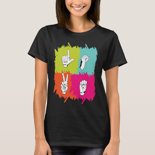 T-shirt Aide auditive Fierté sourde ASL langue des signes  (Devant)
