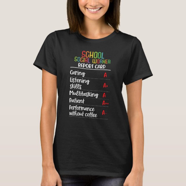 T-shirt Aide sociale de l'école Rapport carte cadeau (Devant)
