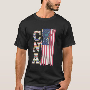 T-shirt Aide-soignant CNA Drapeau américain pour infirmièr