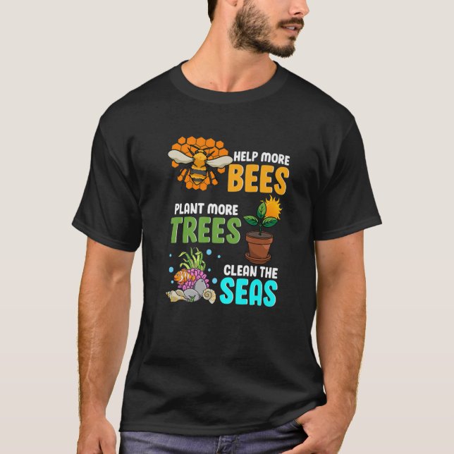 T-shirt Aidez Plus D'Abeilles - Plante Plus D'Arbres - Net (Devant)