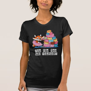 T-shirt Aidez-Vous, Fille Fox Manger Gâteau Drôle Noir