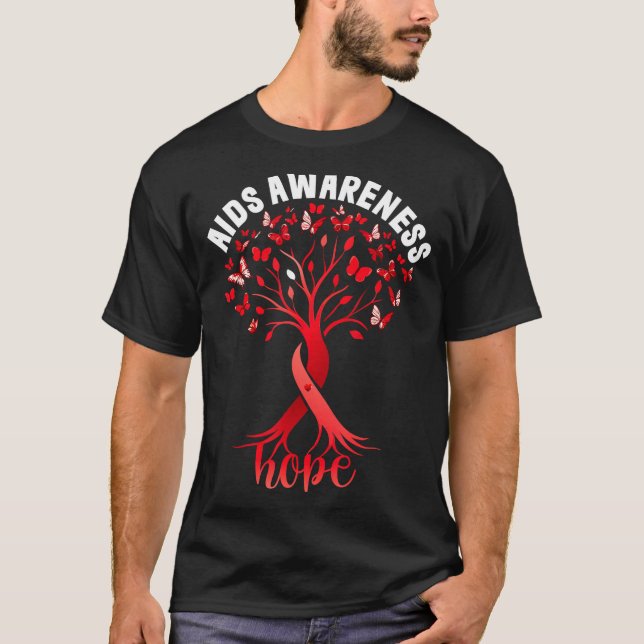 T-shirt Aids_hiv Awareness World Aids Day Red Ribbon Hope  (Devant)