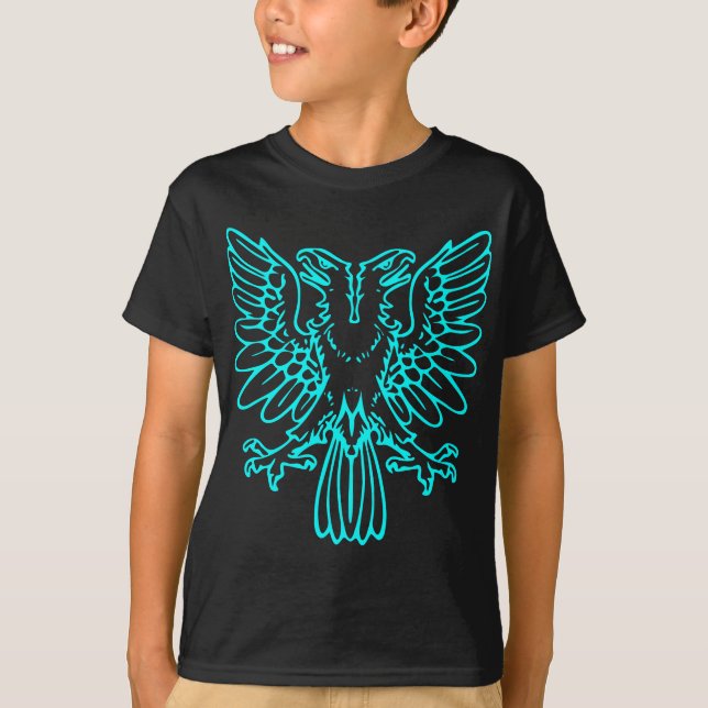 T-shirt Aigle à deux têtes - Cyan (Devant)