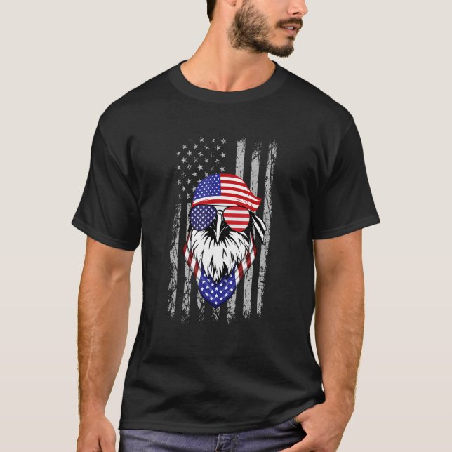 T-shirt Aigle à drapeau américain 4 juillet (Devant)