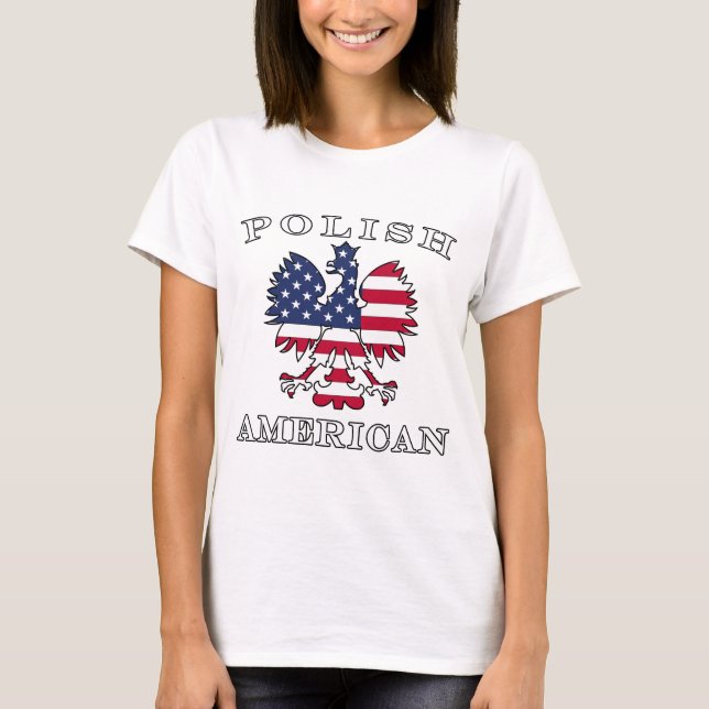T-shirt Aigle à drapeau américain polonais (Devant)