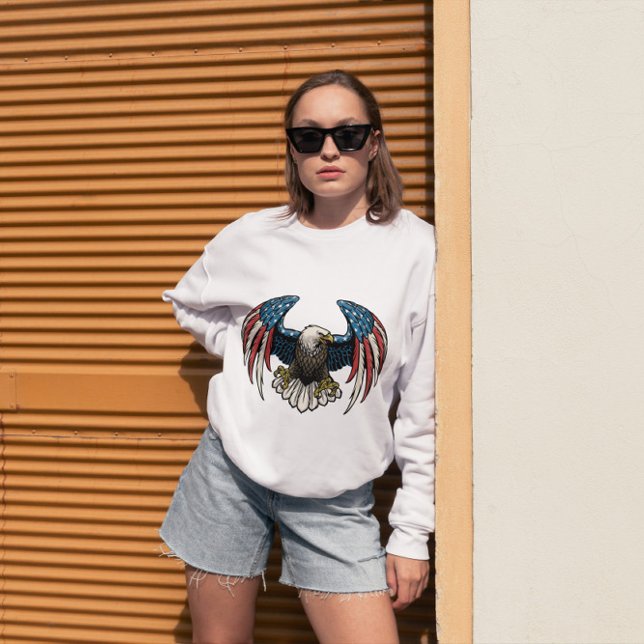 T-shirt Aigle à tête blanche américaine; blanc rouge et bl (Créateur téléchargé)