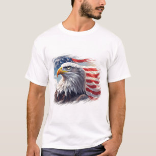 T-shirt Aigle Abstrait avec Drapeau – Conception Artistiqu