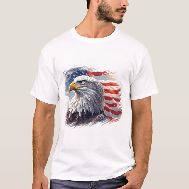 T-shirt Aigle Abstrait avec Drapeau – Conception Artistiqu (Devant)