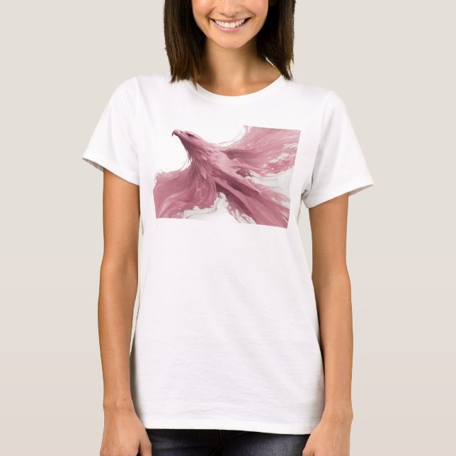 T-shirt Aigle Abstrait Rose Impression Artistique Créative (Devant)