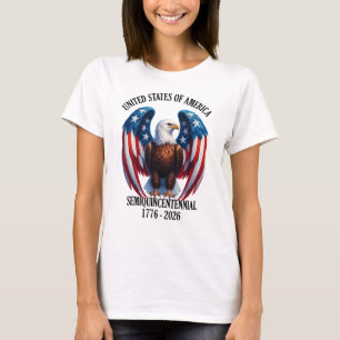 T-shirt Aigle américain avec ailes drapeau 1776-2026