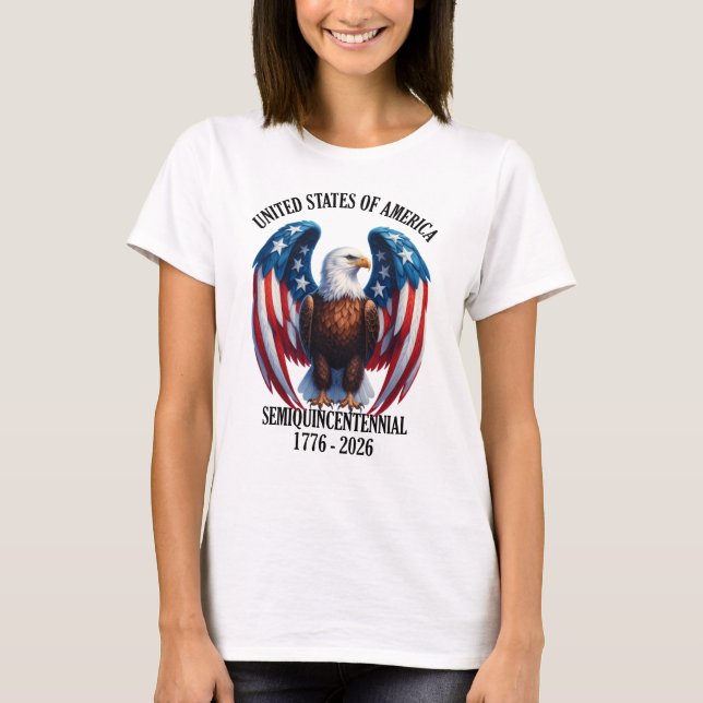 T-shirt Aigle américain avec ailes drapeau 1776-2026 (Devant)