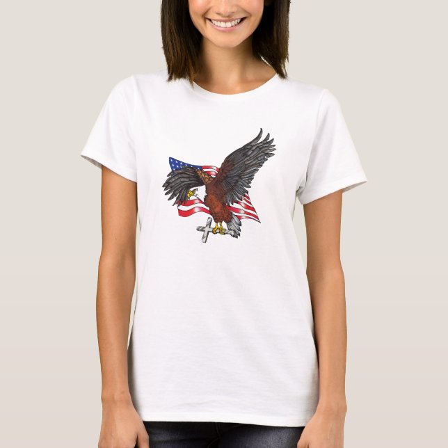 T-shirt Aigle américain avec croix (Devant)