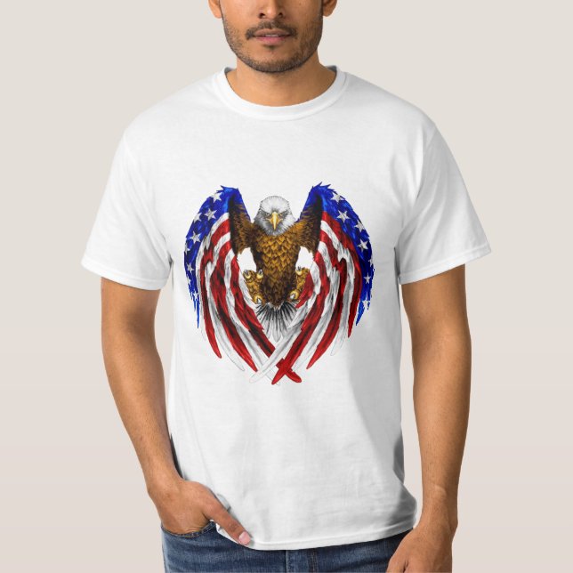 T-shirt Aigle américain avec drapeau américain sur ailes (Devant)