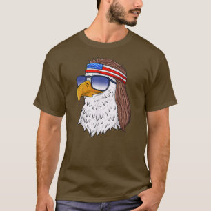 T-shirt Aigle américain chauve Mullet 4 juillet drôle USA