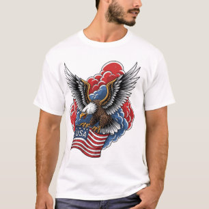 T-shirt Aigle Américain Gras – Art de Drapeau Patriotique