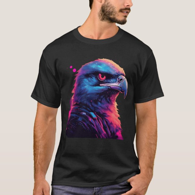 T-shirt Aigle Américain Gras Cool En Effet Synthwave (Devant)