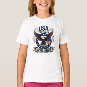 T-shirt Aigle Américain Patriotique 250 Ans Fille