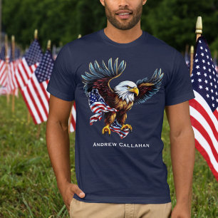 T-shirt Aigle américain patriotique Drapeau USA 4 juillet