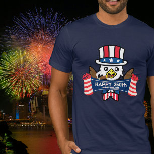 T-shirt Aigle Américain Patriotique Joyeux 250e Anniversai