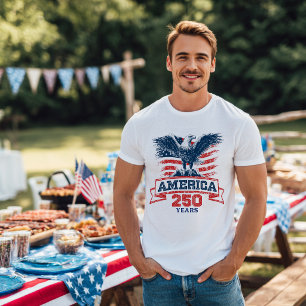 T-shirt Aigle Américain Patriotique Joyeux 250e Anniversai