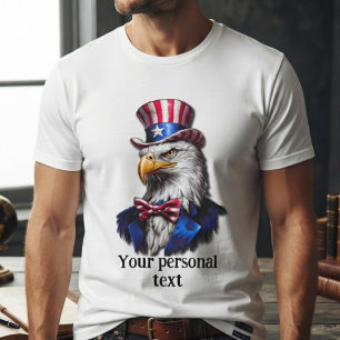 T-shirt Aigle Américain Patriotique Votre Texte Personnel