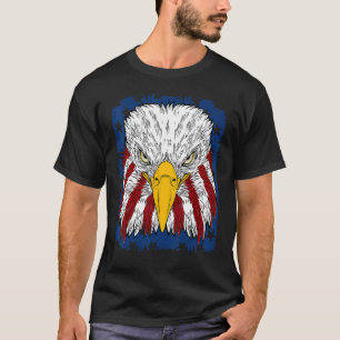 T-shirt Aigle Américain Petriotique Avec Drapeau 'Amérique