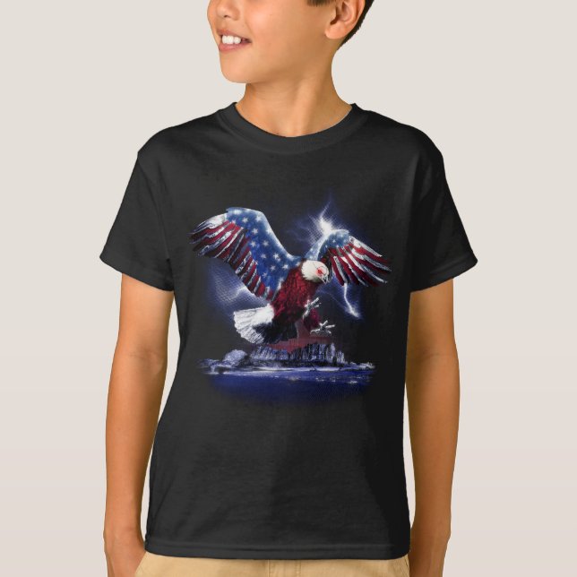 T-shirt Aigle avec ailes du drapeau américain (Devant)